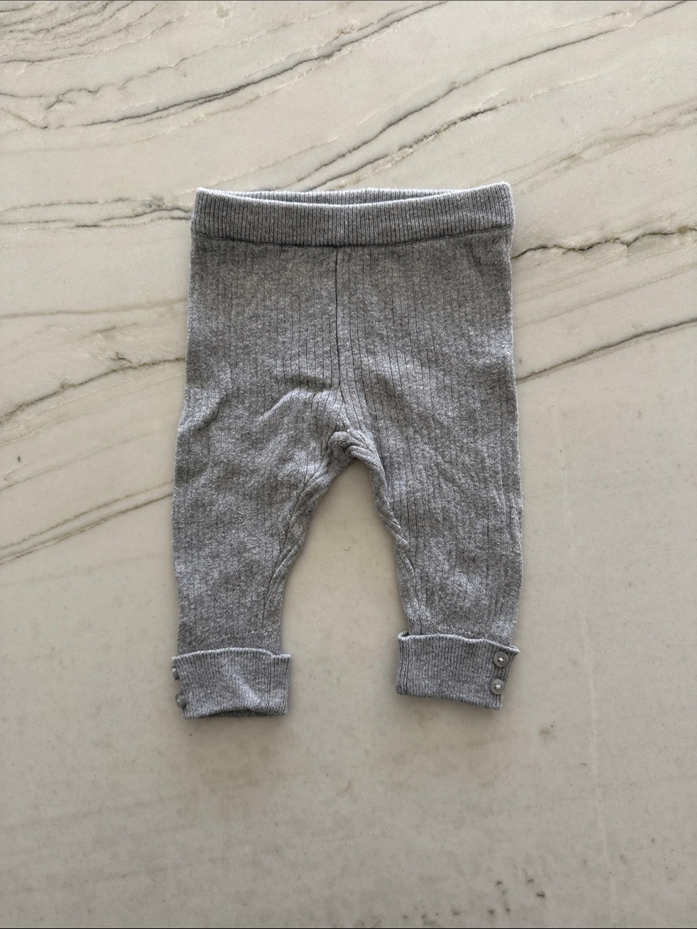 Zara Gray Sweater Ribbed Baby Leggings with Button Cuffs